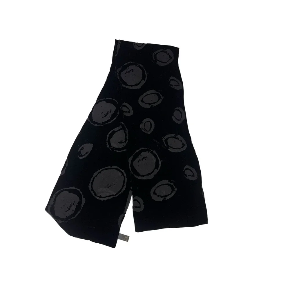 VTG Banana Republic Burnout Velvet Scarf Black‎ 90s Womens Silk Blend Circles